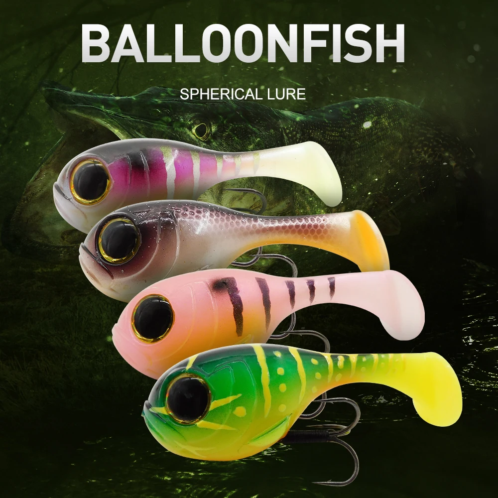 ESFISHING 22023 New Balloonfish 82mm24g 1pcs Hot Sale Silicone Soft Bait Deraball with Quality Hook Pesca Artificial Fishing