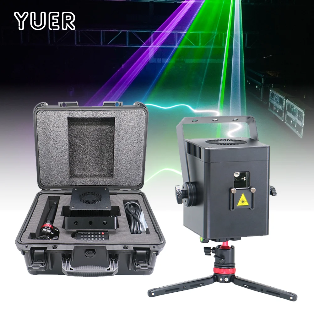 

Лазерный проектор YUER 6W с питанием от аккумулятора, полноцветный, с управлением через Bluetooth-приложение, анимация 30KPPS, DMX512, для дискотек, клубов, свадеб, сценических эффектов