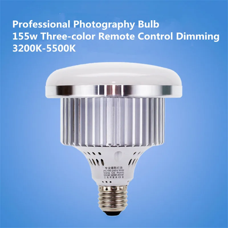 65W LED Photographic Lighting Bulbs E27 Base Lamp With Remote Control Dimmable Daylight Bulb For Photo Studio Softbox