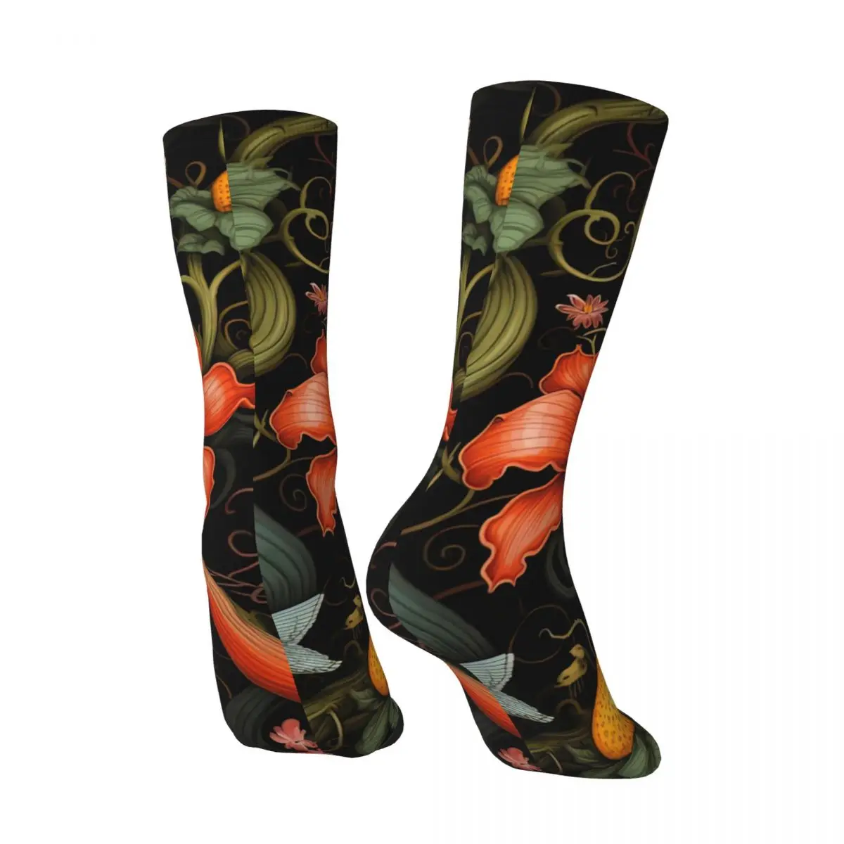 Colorful Flowers with Oranges and Butterflies Socks for Women Men Unisex Funny Happy Socks Novelty Street Style Crazy Sock