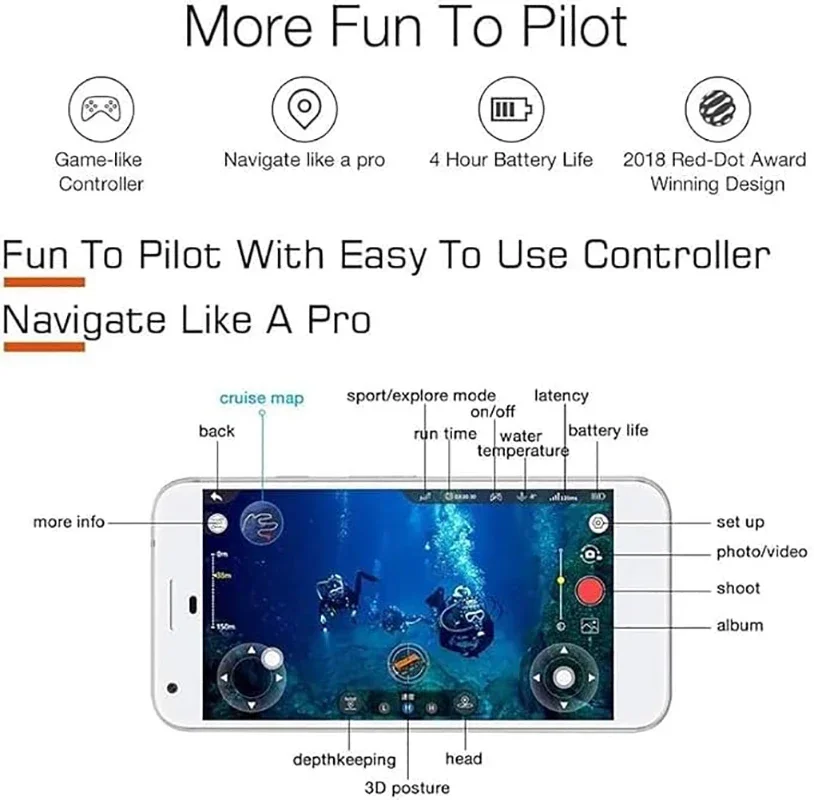 GENEINNO 150M Tether Titan Professional Underwater Drone ROV AUV Robot with 4K UHD Camera for Detection, Recording,Salvage work
