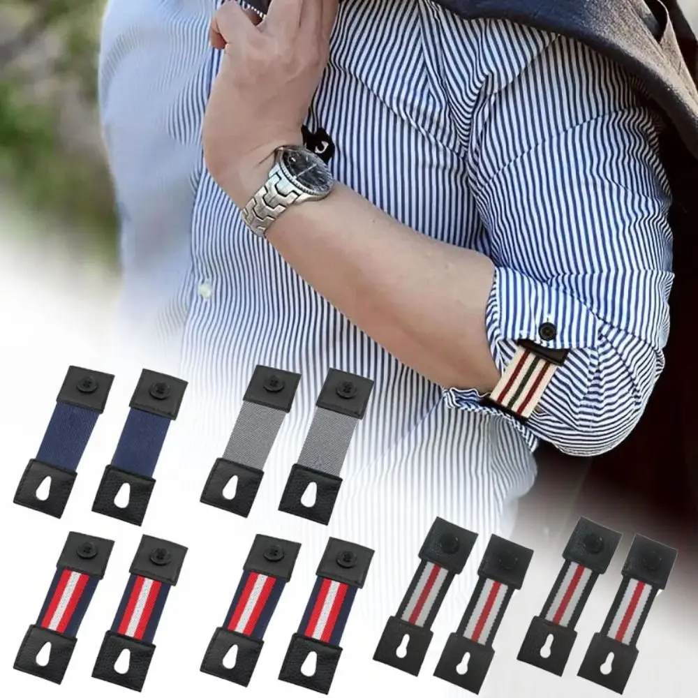 Gemelos elásticos para camisa y hombre y mujer, brazalete ajustable, soporte para manga de camisa, bandas para puños, botón de extensión, 2 uds.
