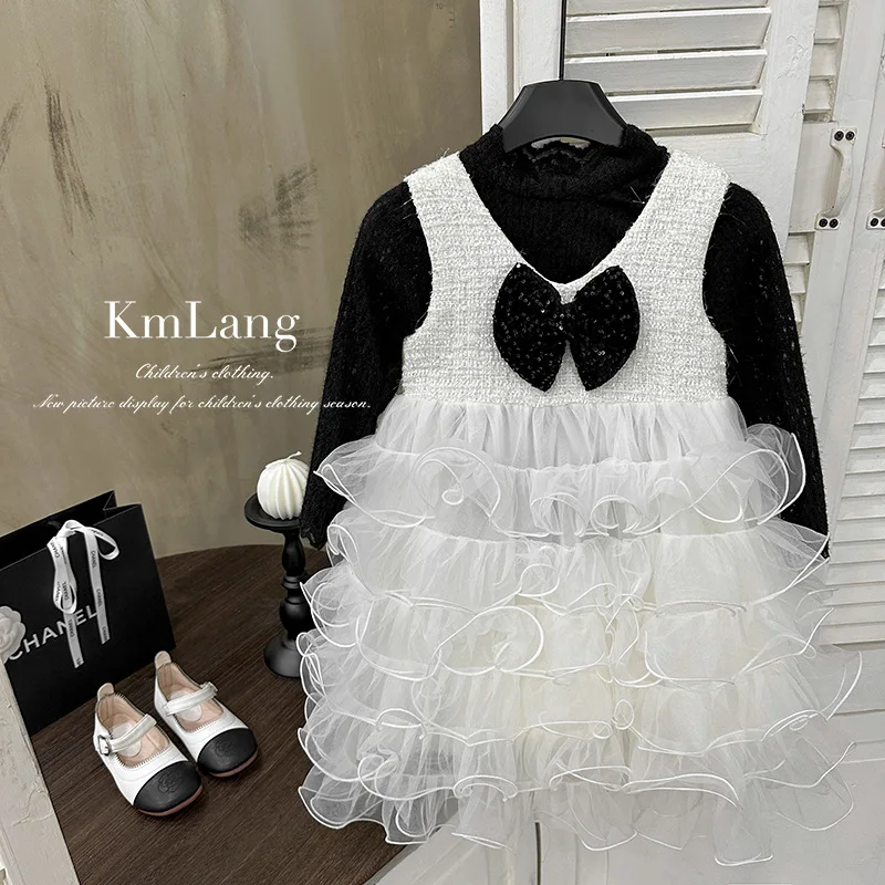 

Girls' Autumn Dress2025New Stylish Children's Princess Dress First Birthday Baby Gown Toddler Outfit Skirt