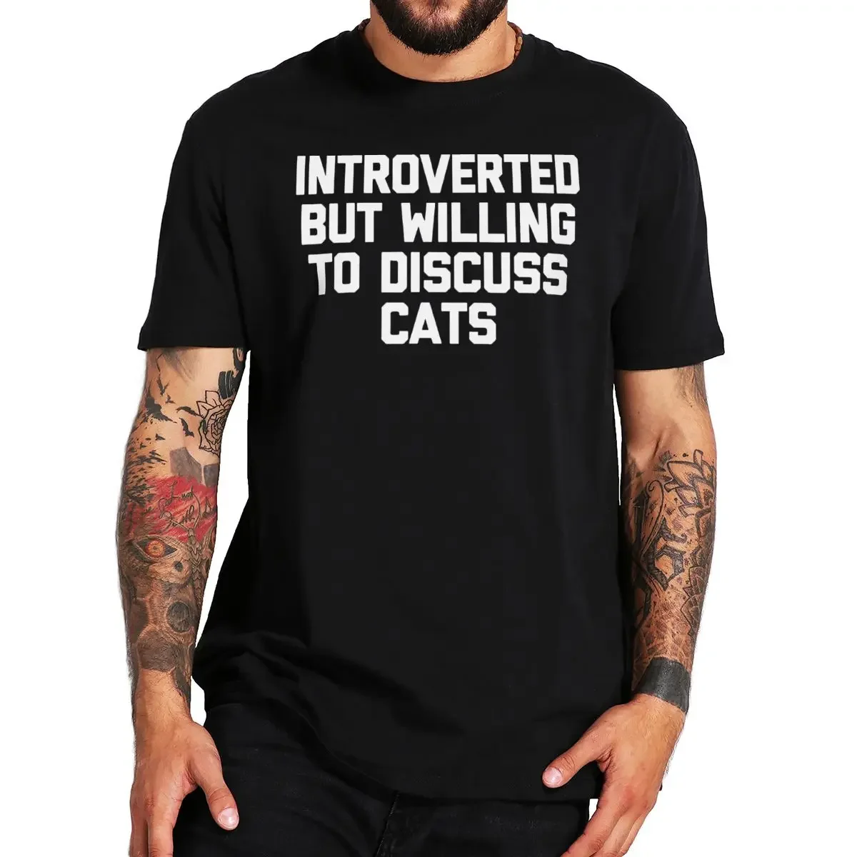 T-shirt da uomo introversa ma pronta a parlare T-Shirt da gatto divertente orgoglio introverato T-shirt Unisex T-Shirt da uomo in cotone estivo