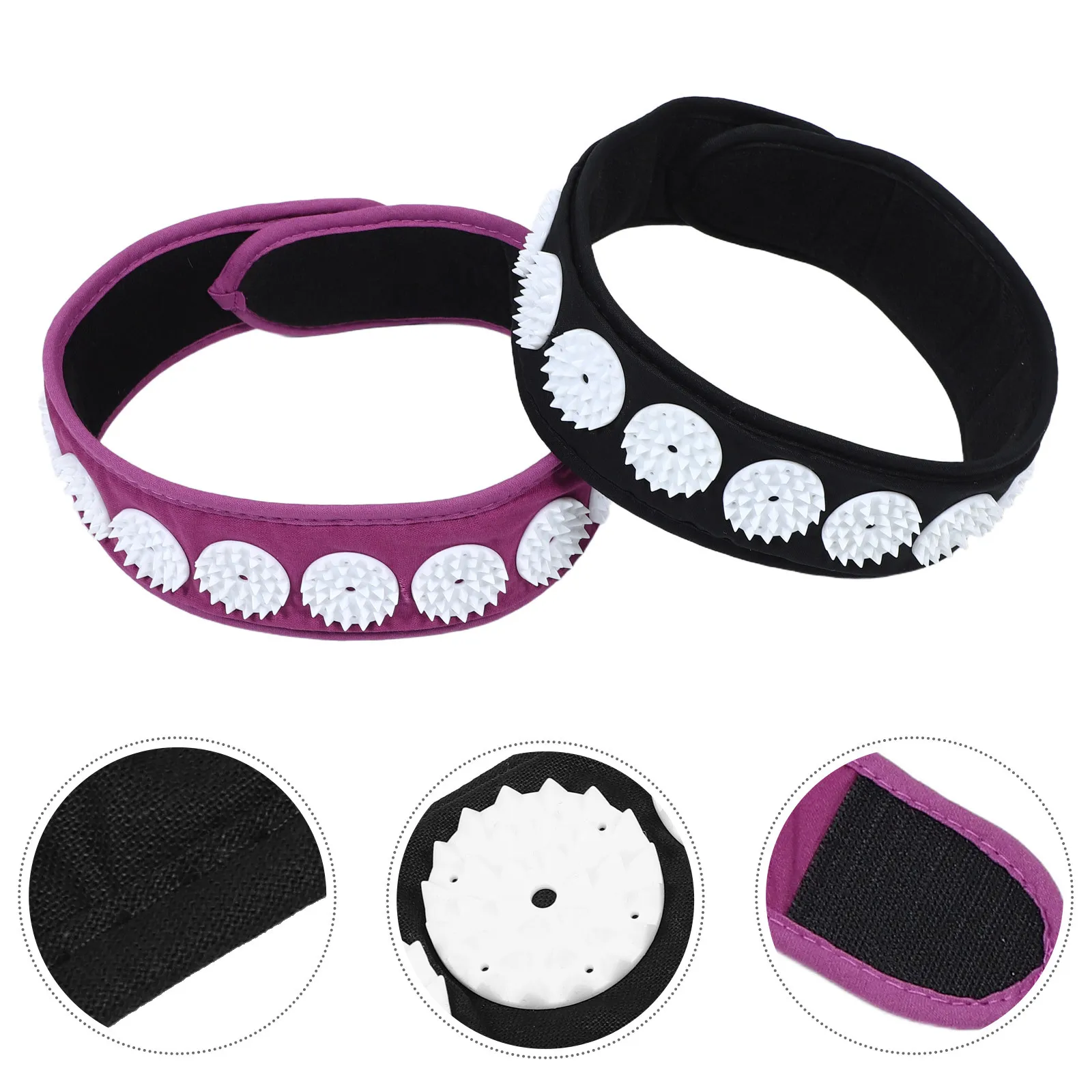 

2Pcs Acupressure Headband Adjustable Polyester Head Wrap Massage Belt for Relaxation Neck Muscle Relief Portable Comfortable