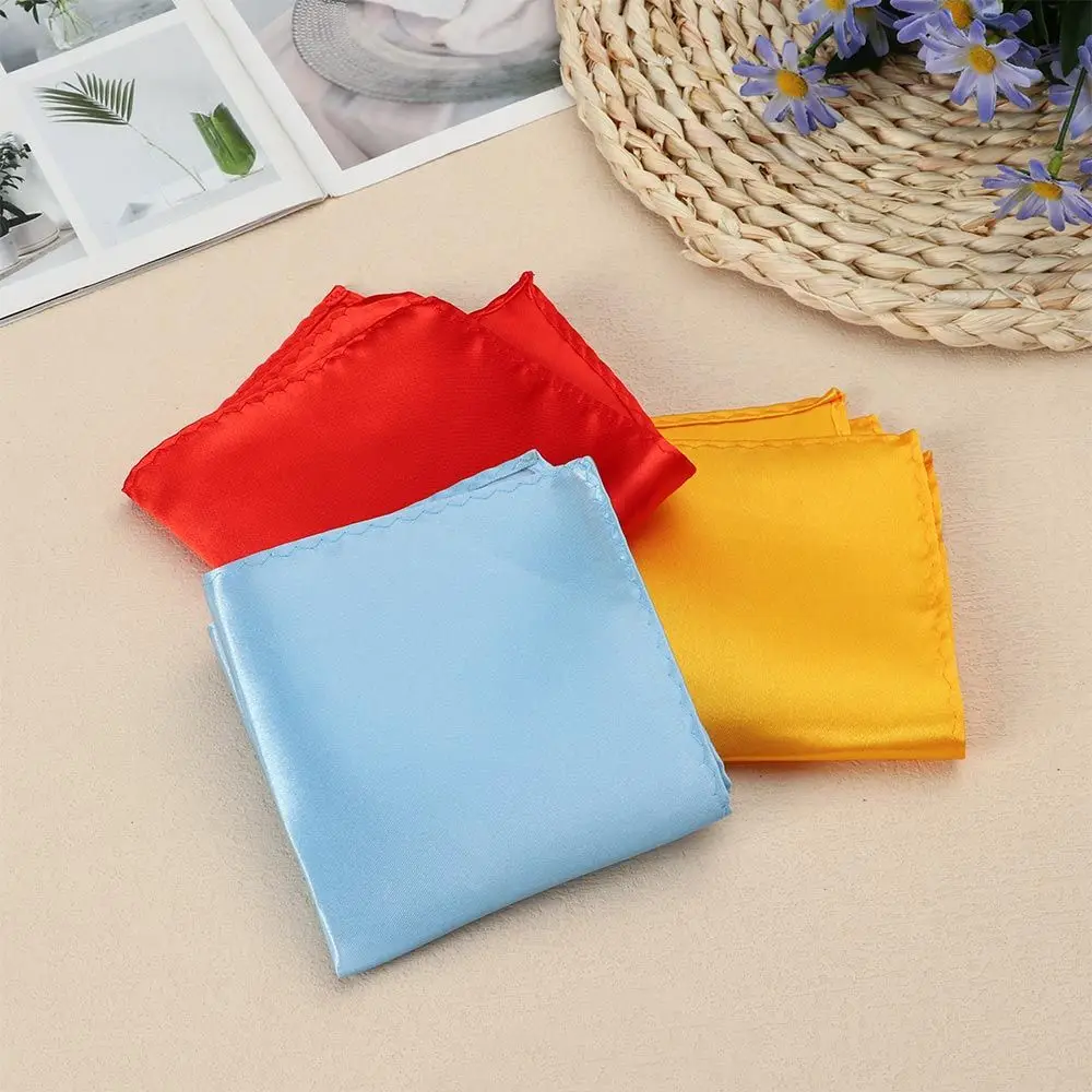 For Men 22*22CM Satin Plain Suits Pocket Square Fashion Silk Wedding Party Handkerchief