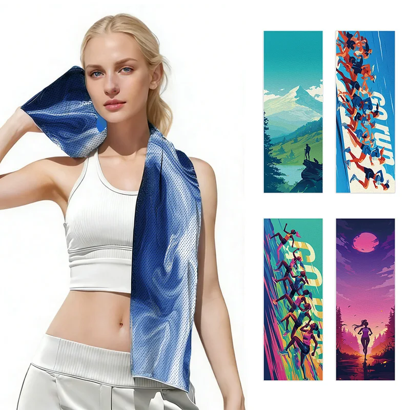 Instant Cooling Towel Fashion Printed Sports Towel for Gym Running Breathable Absorbent Quick Dry Towel Hiking Camping Towel