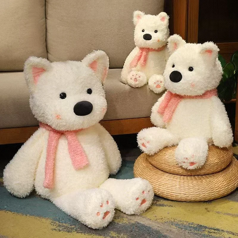 Cute Plush West Highland Dog Plush Toy White Terrier Dolls Stuffed Soft Dog Pillow Kawaii Toy for Birthday Gift