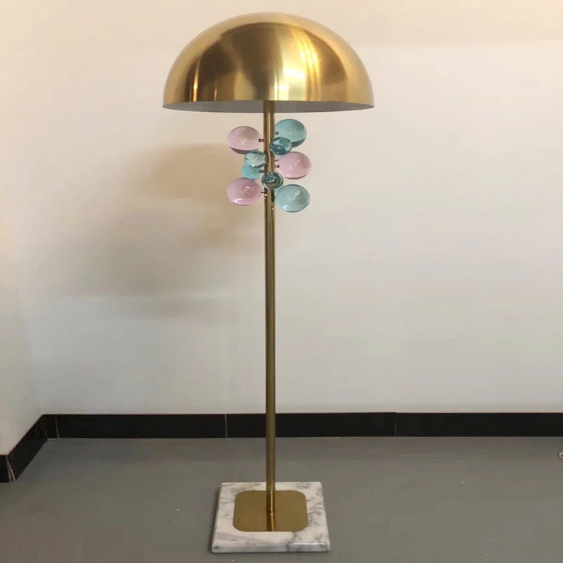 Nordic Postmodern Hemispherical Floor Lamps Luxury Crystal Metal Living Room Standing Lights Bedroom Study Led Latern Lighting
