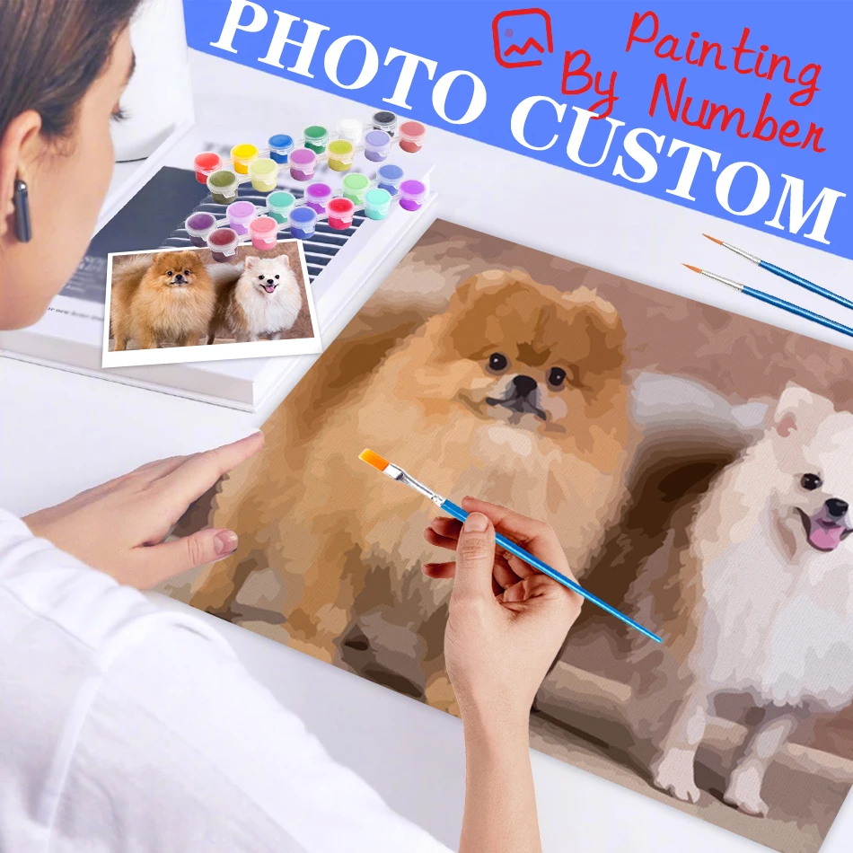 

24/36/48Color Painting By Numbers Pet portrait Personality Photo Customized DIY Picture Drawing Coloring By Number Decor Gifts