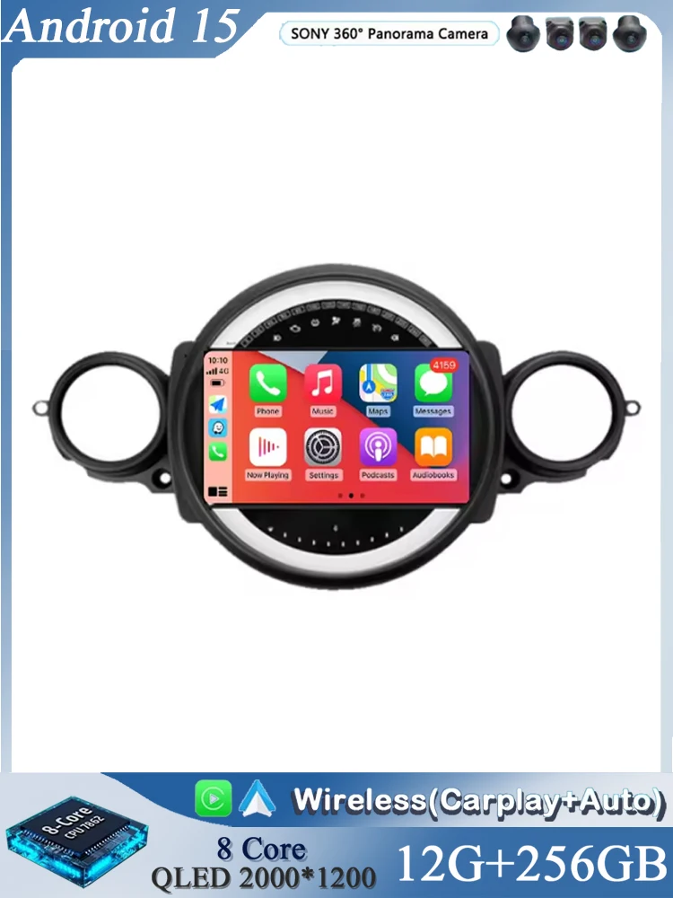 Android 15 Voor BMW MINI COOPER R56 R60 2007-2014 2 K QLED Android Autoradio Multimedia stereo Speler AI Voice CarPlay Head Unit - afbeelding 2