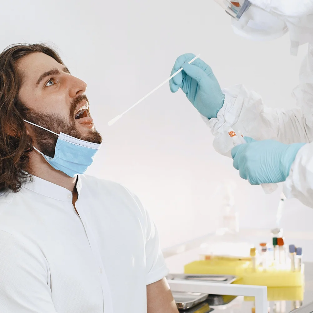 Hisopo Flocado de 60 piezas, herramientas de detección Nasal flocada, bastoncillos nasofaríngeos simples, palos de muestreo, muestras desechables