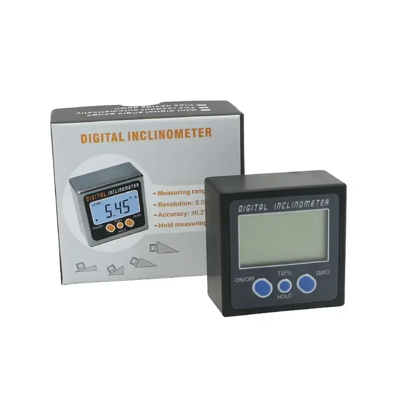 360 Degree Electronic Level Box Mini Digital Protractor Inclinometer Angle Finder Bevel Meter Magnetic Base Measuring Tools