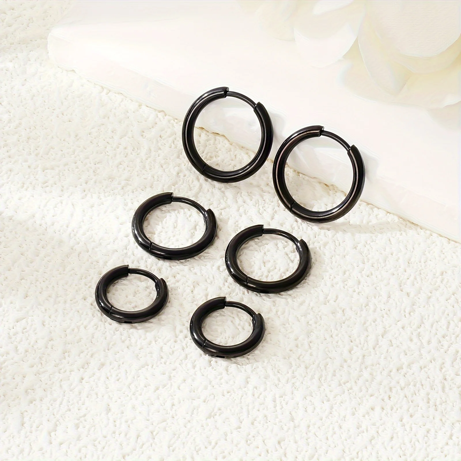 Set of 3 Pairs Women/Men Stainless Steel Small Hoop Earring Piercing Ear Cartilage Tragus Simple Circle Anti-allergic Ear Buckle