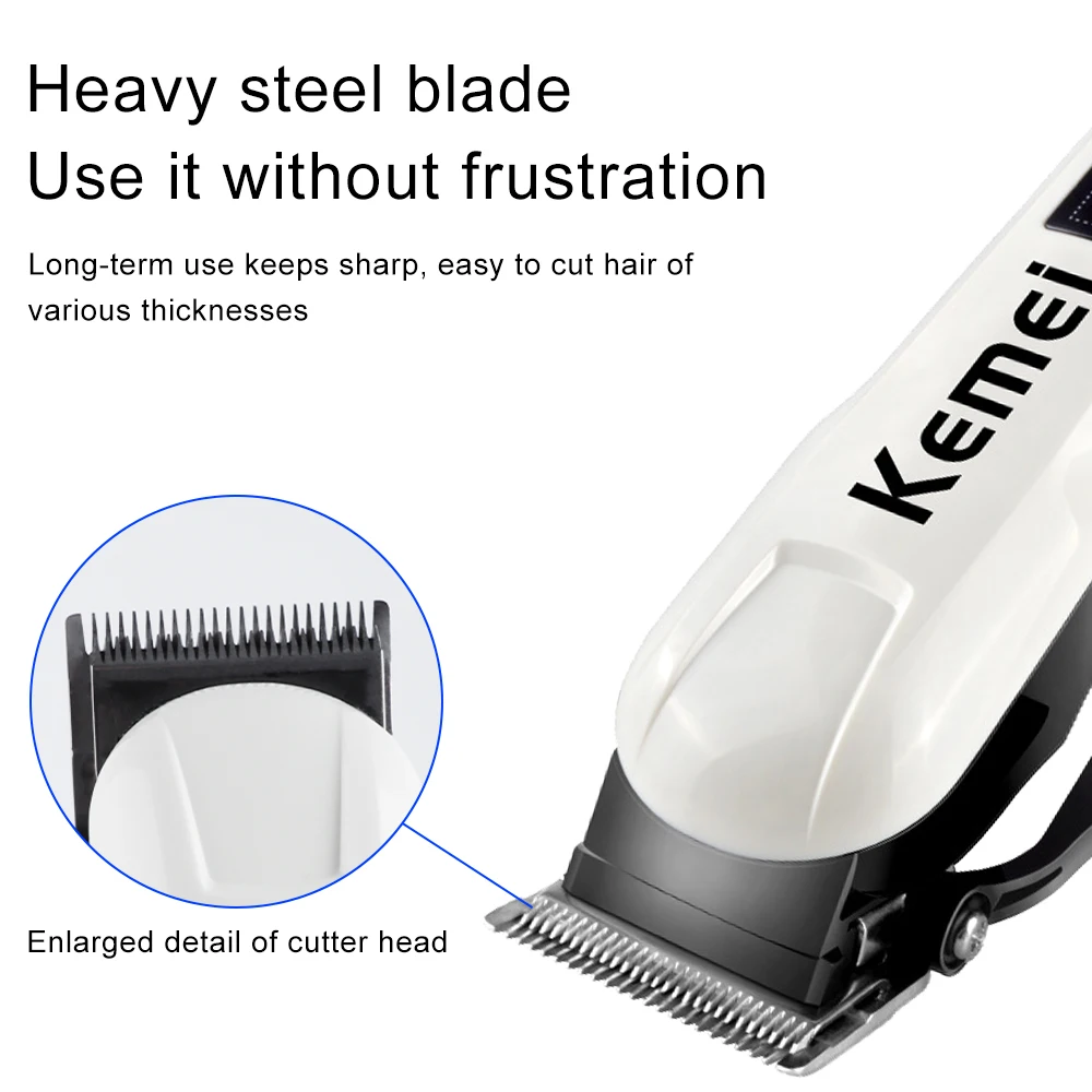 Kemei Hair Cutting Machine Electric Hair Clipper Cordless Trimmer For Men Shaving Machine Rechargeable Hair Cut Barber KM-809A