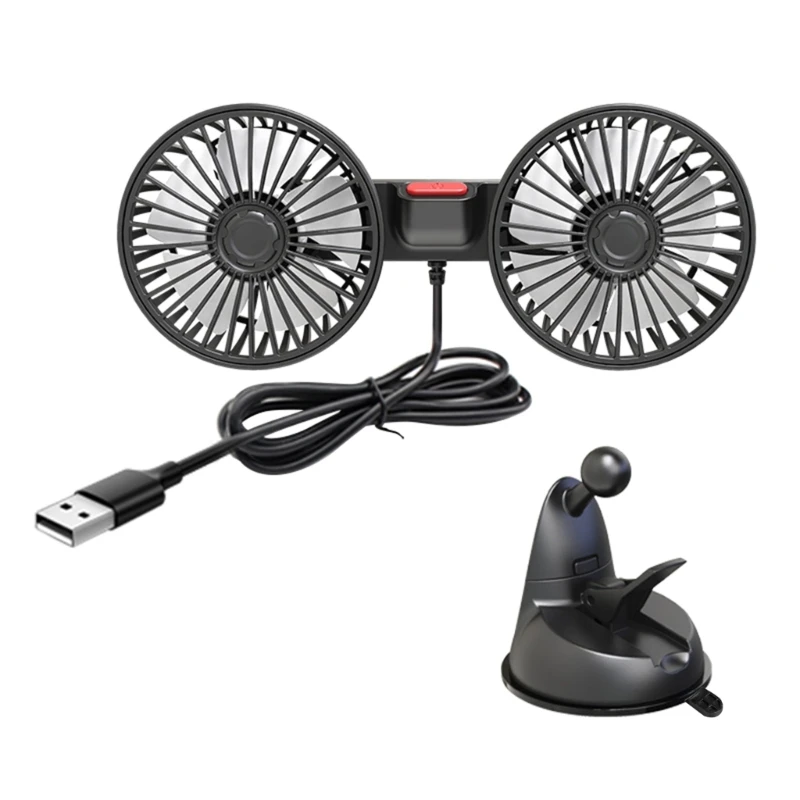 

Dual Head Car Fan USB Powered Cooling Fan for Car Auto Suction Cup Cooling Fan F19A