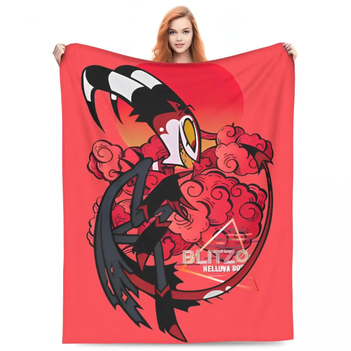 Helluva-Boss Retro Blitzo Blankets Velvet Spring Autumn Wielofunkcyjne super miękkie koce na sofę Dywanik zewnętrzny Kawałek