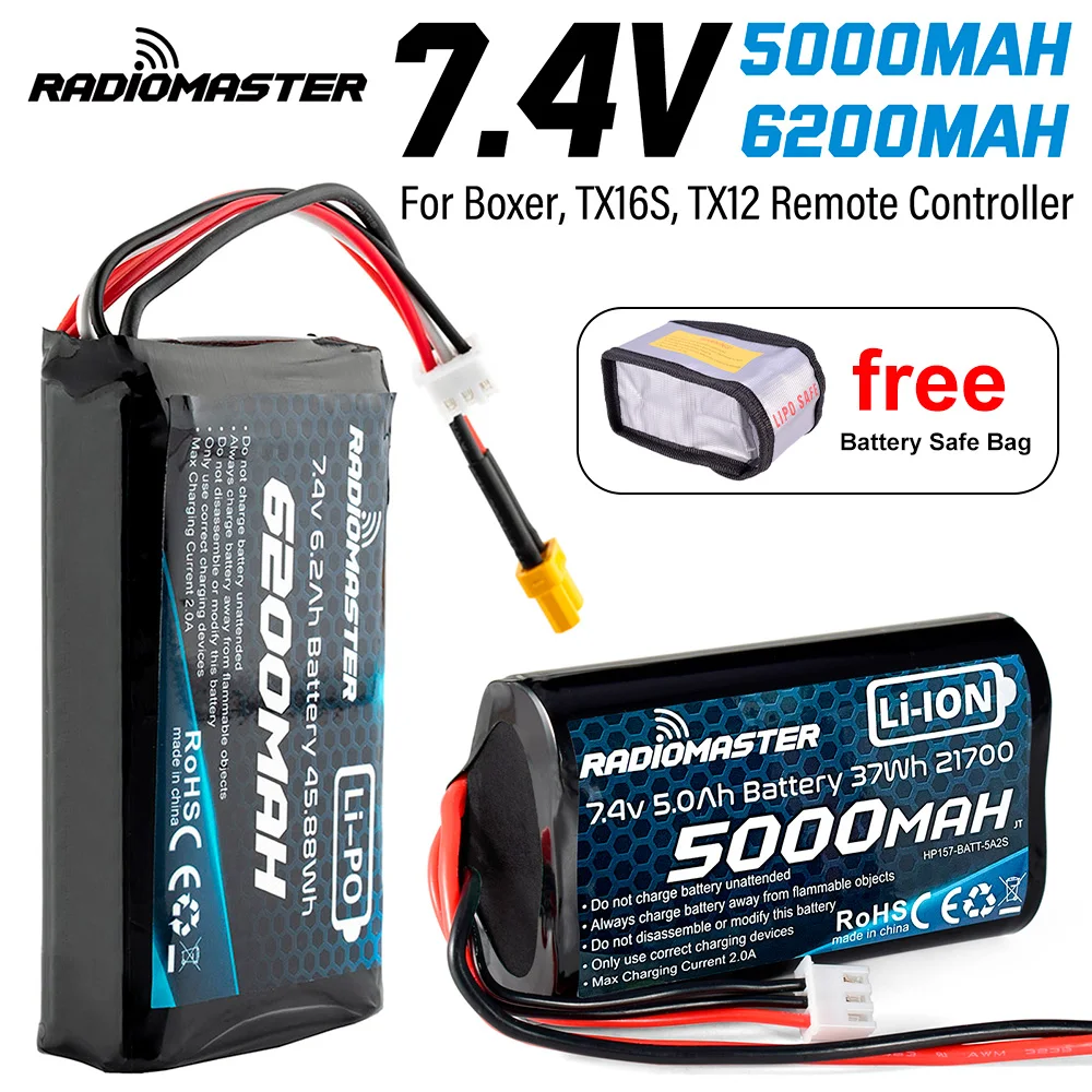 �y�Z�[�����zRadioMaster 5000/6200mah 7.4V 2S 37wh �o�b�e���[ JST-XH ����� XT30 �v���O TX12/TX16/TX16S/Boxer �����[�g�R���g���[�����M�@�p