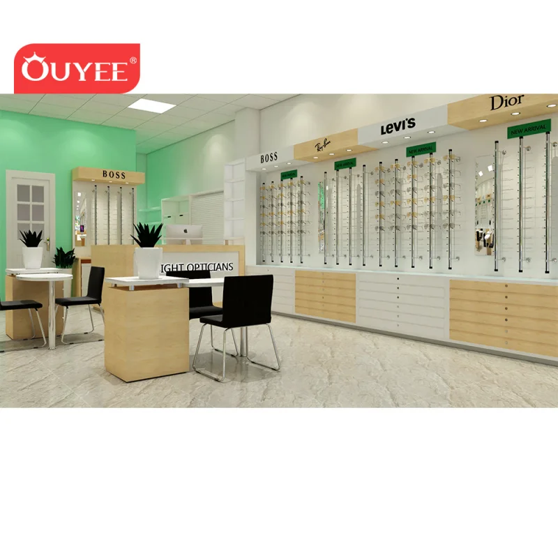 Customized-optical shop furniture sunglasses floor display cabinet wooden sunglass display stand eyeglasses display ca