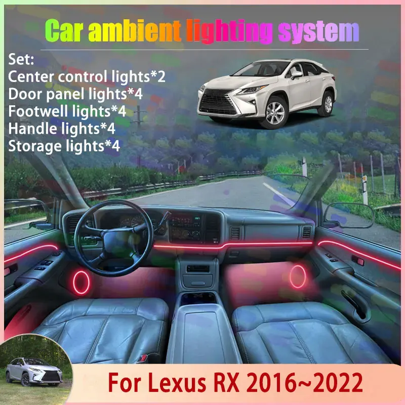 

Для Lexus RX 2016 ~ 2022 MK4 AL20 2/18 в 1 автомобильная атмосферная лампа RGB абажур ансамбль стример атмосферный набор автоаксессуары
