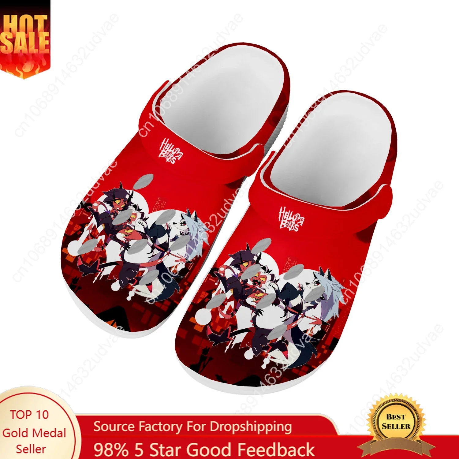 

Helluva Boss Water Shoes Mens Womens Non-slip Fashion Home Garden Clogs Customizd Sandals Beach Breathable Hole Slippers