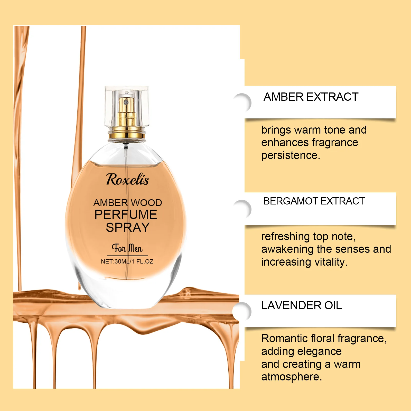 Amber Wood Fragrance Perfume Long Lasting Perfume Exudes Personal Charming Elegant Temptation Fresh Light Scent Body Spray Gift