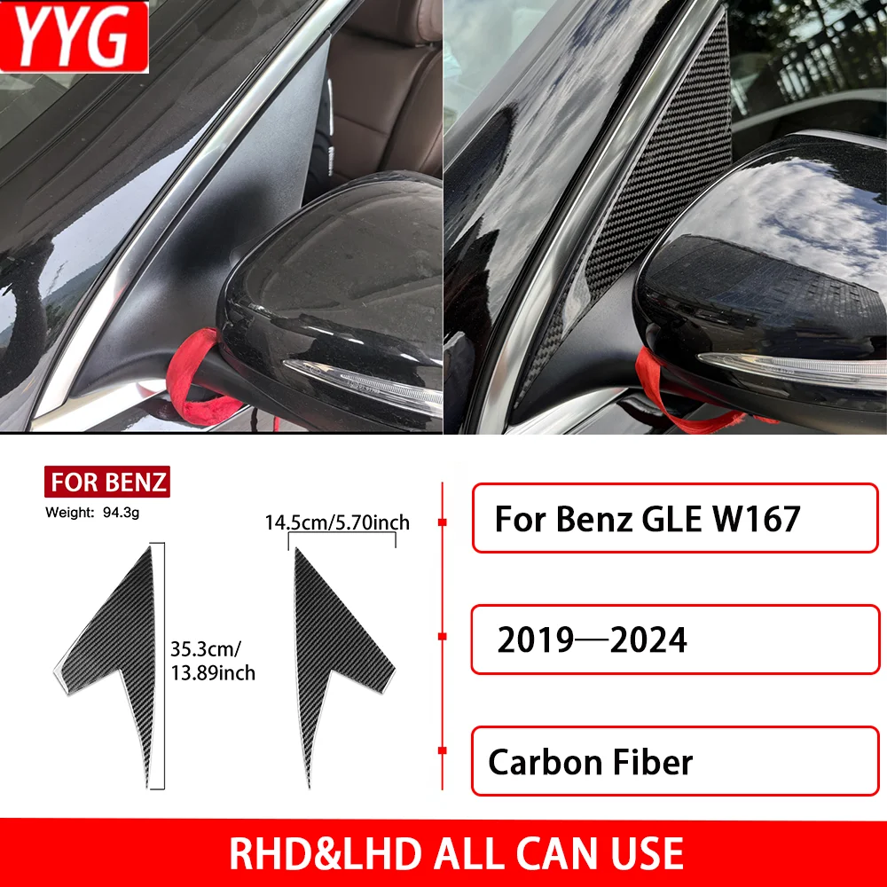 Stiker mobil serat karbon, Aksesori Mobil hiasan penutup Panel luar A pilar otomatis untuk Benz GLE W167 2019-2024