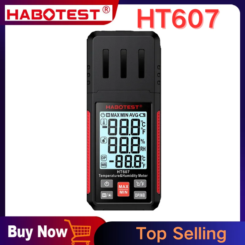 HABOTEST HT607 Digital Temperature Humidity Meter High Precision Digital Hygrometer with Ambient Dew Point Humidity Meter