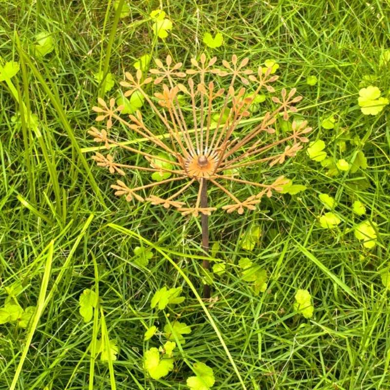 

Rusty Dandelions Design Yard Stake Antique Outdoor Decoration Corrosion Resistant Easy Install Garden Art For Enthusiasts 87HA