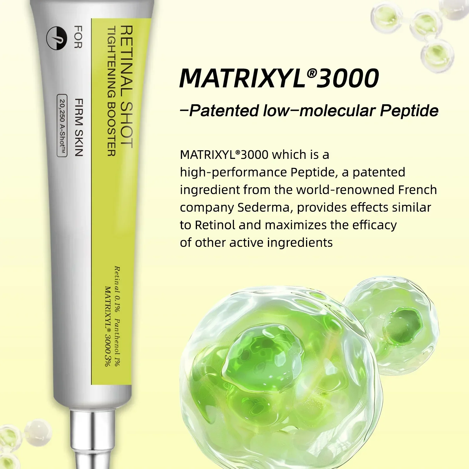 مصل شبكي احترافي 15 مل - 0.1% نانو ريتينال + ماتريكسيل ®   3000% يشد البشرة ويقلل التجاعيد ويقلل المسام.