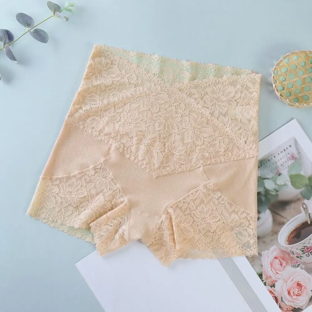 Süße transparente Spitze Sicherheitshose Bauchkontrolle hohe Taille nahtlose Shorts Mesh Blumen Unterwäsche Damen Leggings Shorts Sommer