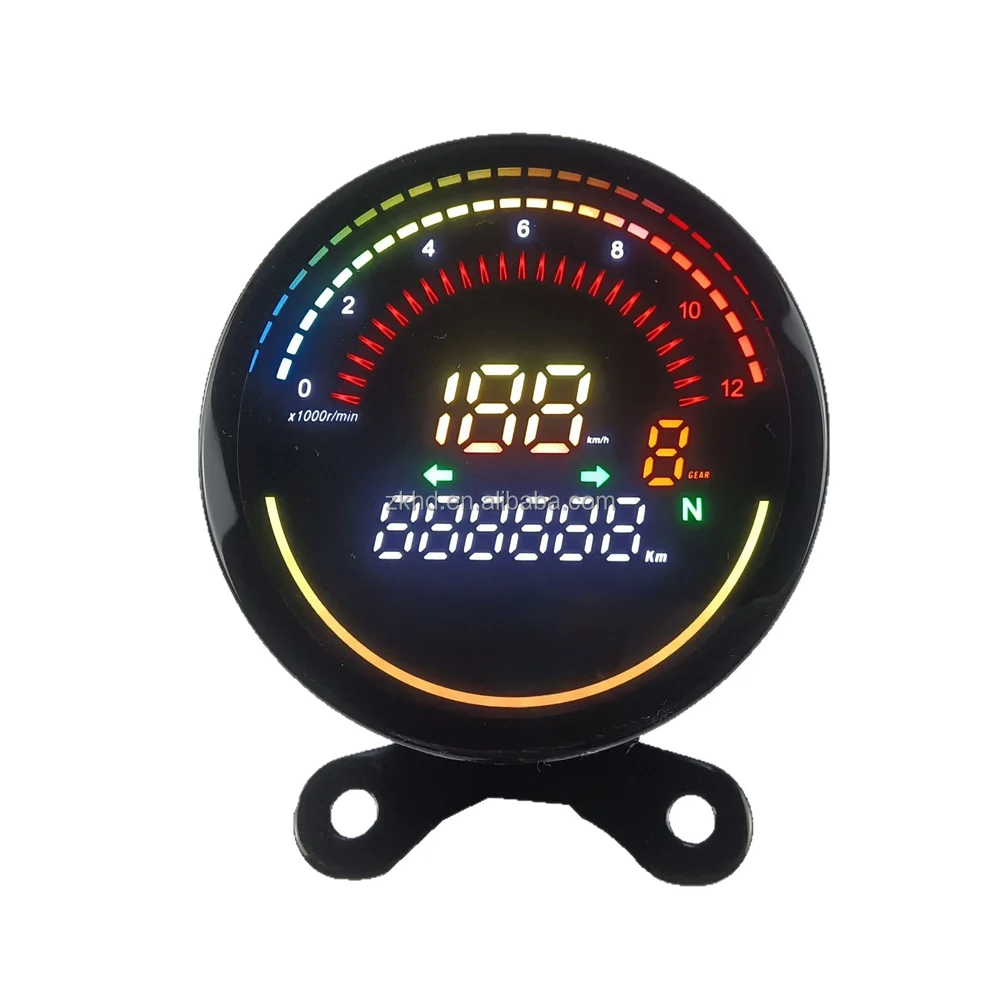Retro Motorcycle Circular LCD Digital Speedometer and Fuel Gauge