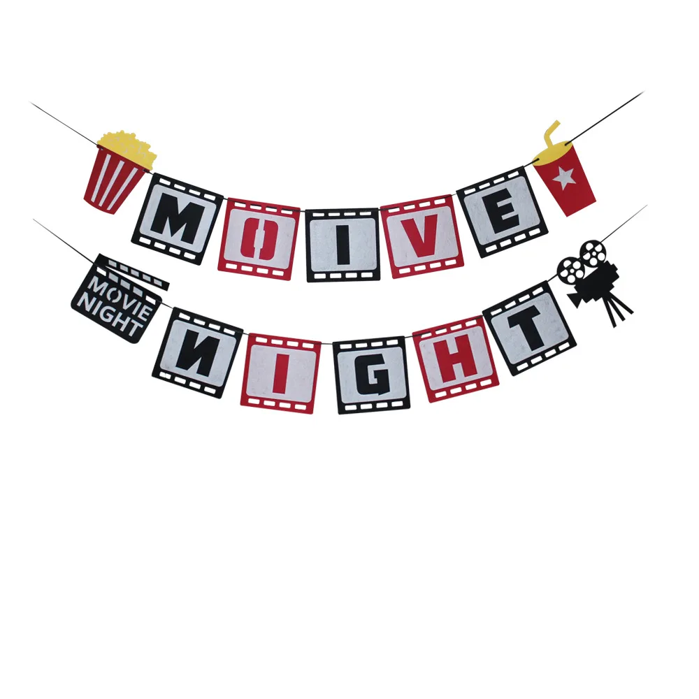 Movie Themed Party cake decor Cake topper banner Popcorn Cinema Ticket Lamplight Camera Movie Night Party Decoration cake topper