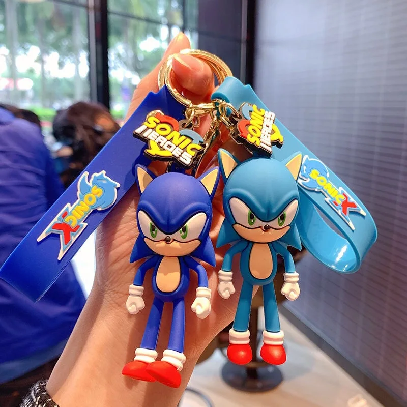 Sonic Anime PVC Keychain Doll Pendants Collection Action Figure Toys Cartoon Bag Accessries Cute Car Keyrings Kids Birthday Gift