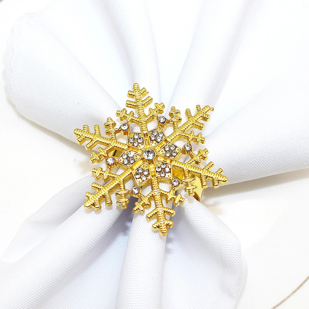 

2Pcs Snowflake Napkin Rings Alloy Xmas Napkin Buckles Party Table Decor Christmas Dinner Supplies Festival Adornments