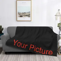 Personalized Your Picture Knitted Blanket Customized DIY Print on Demand Plush Throw Blanket Airplane Travel Soft Warm Bedspread