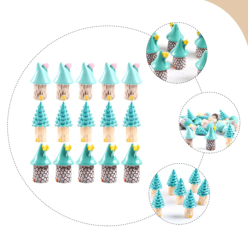 

15 Pcs Tiny House Decor Christmas Succulents Miniature Garden Decoration Resin Tree Houses Crafts
