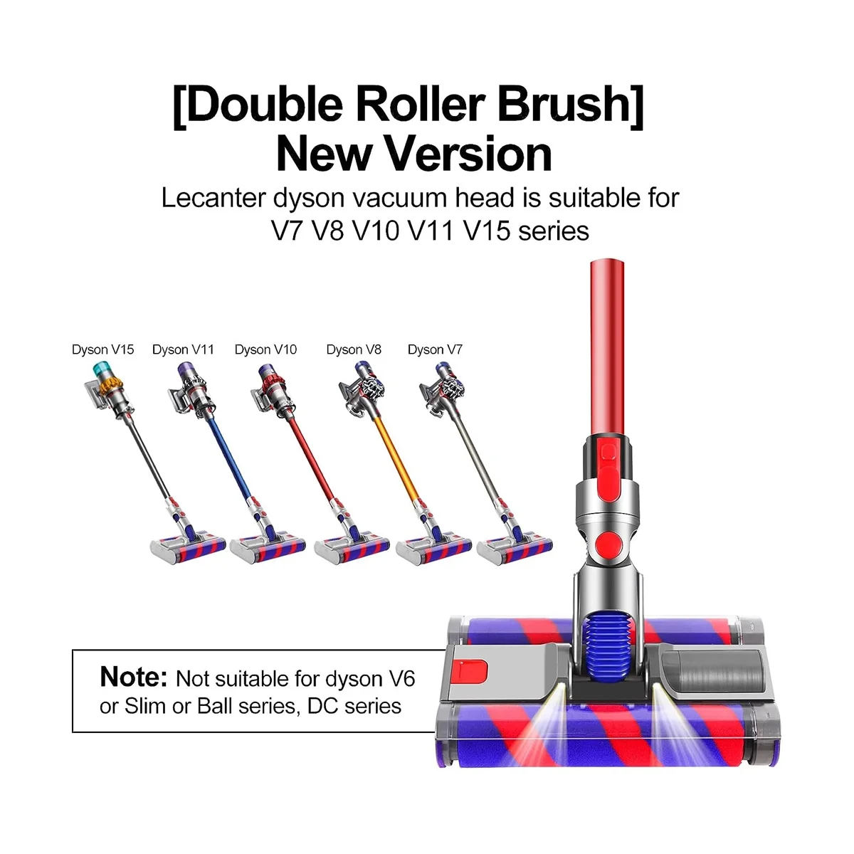 V7, V10, V11, V15シリーズの交換用掃除機ヘッド,ダブルローラーブラシ