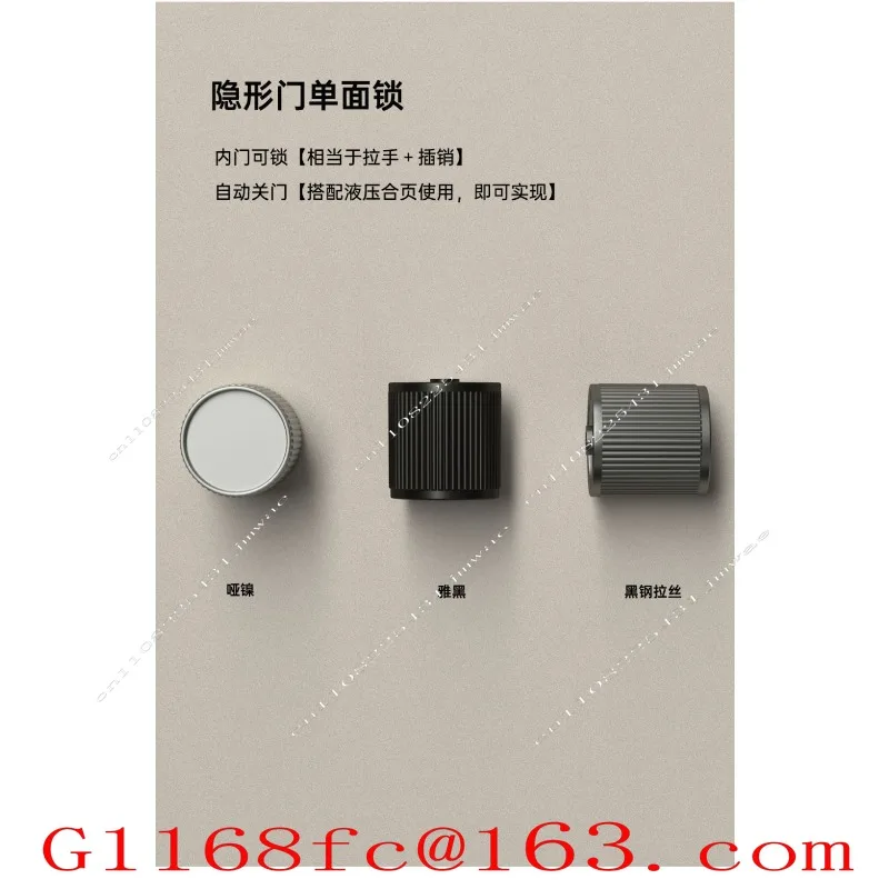 Sided Invisible Door Italian Minimalist Black Zinc Alloy Single Side White Background Wall Raised Flat Ball Lock