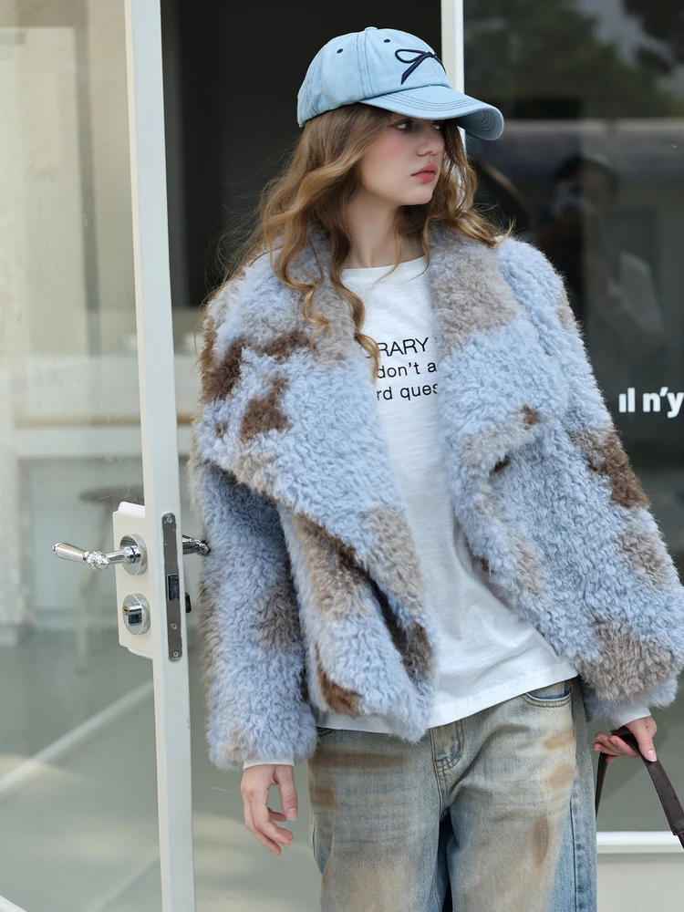 Lamb Fur Jacket Short Thickened Eco-friendly Leather And Fur Integrated Casual Warm Winter Outerwear for Young Women