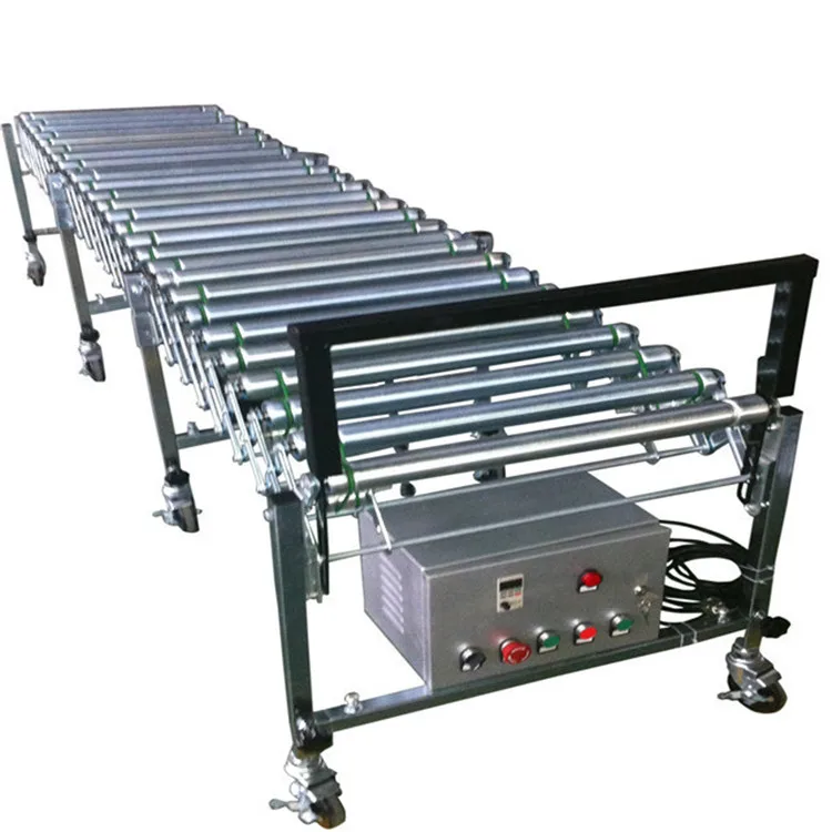 Motorized Telescopic Flexible Power Roller Conveyor For Container Loading And Unloading