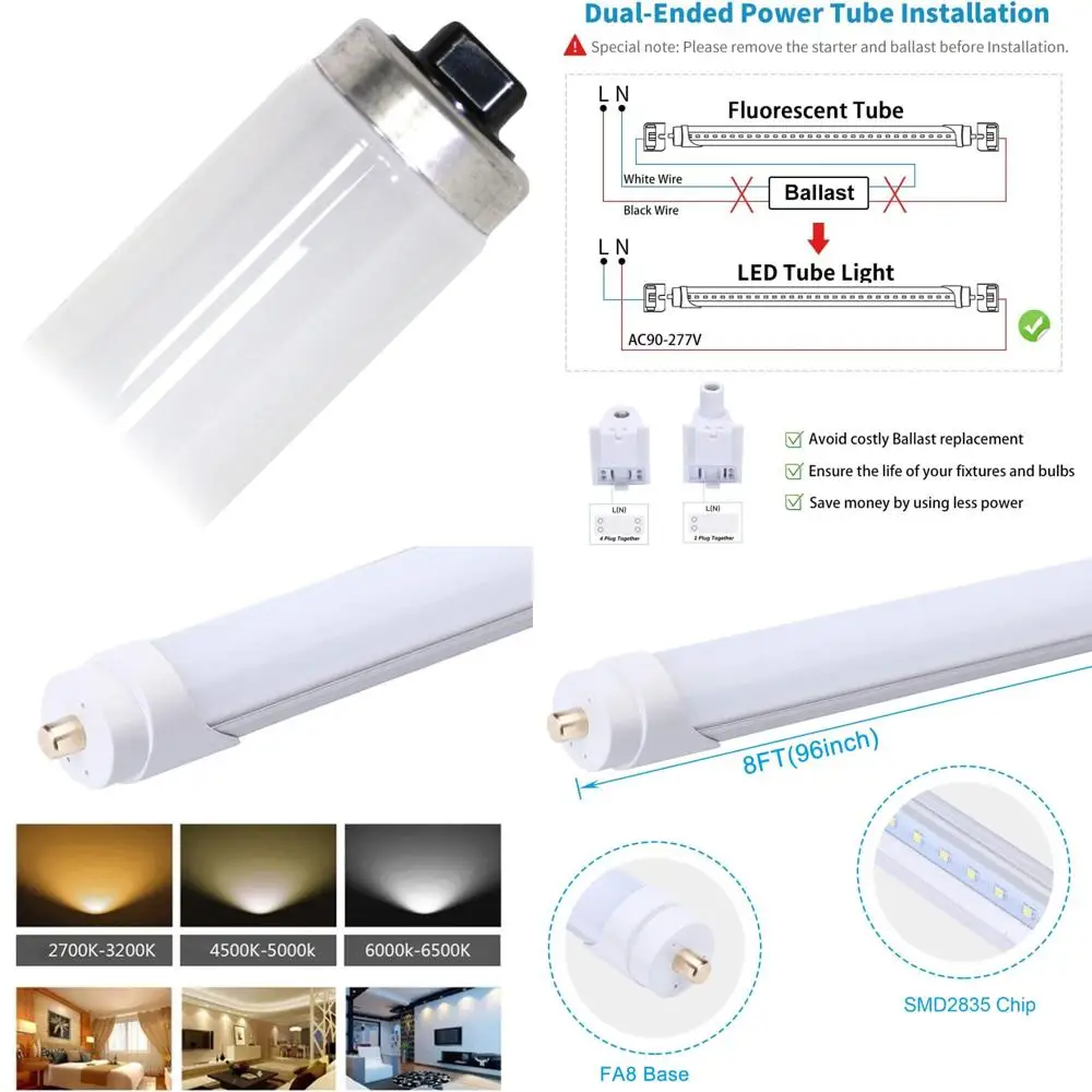 

Высокопроизводительные линейные люминесцентные лампы 60 Вт T12 Форма 15 шт. Тип TL Энергоэффективное освещение с длительным сроком службы