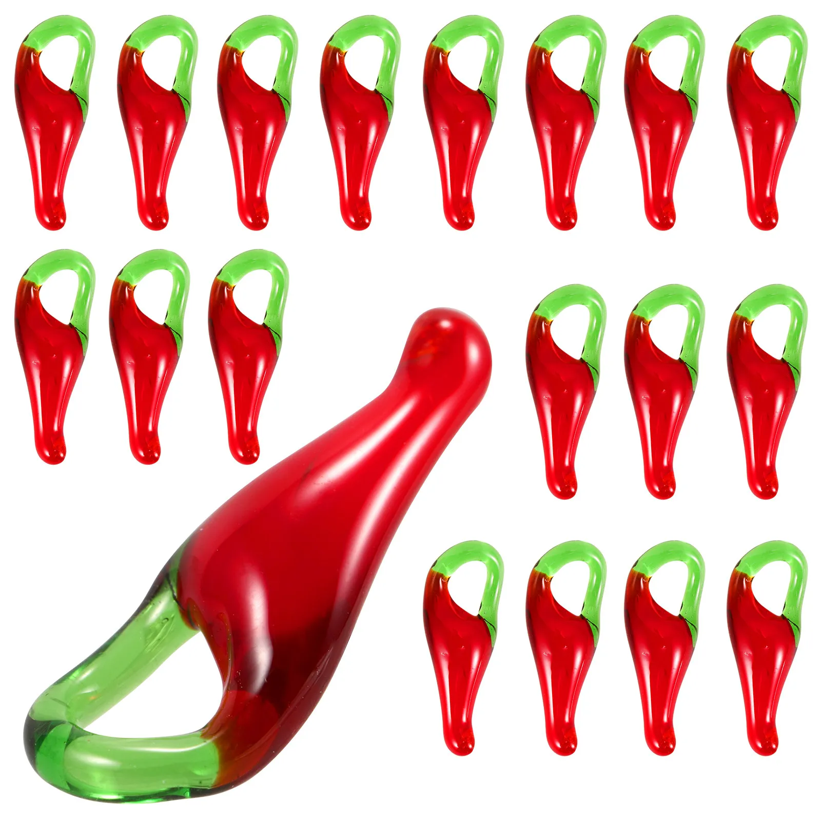 

50Pcs Unique Red Pepper Glass Charms for Jewelry DIY Craft Projects Earring Necklace Bracelet Pendant Making Adorable Hanging