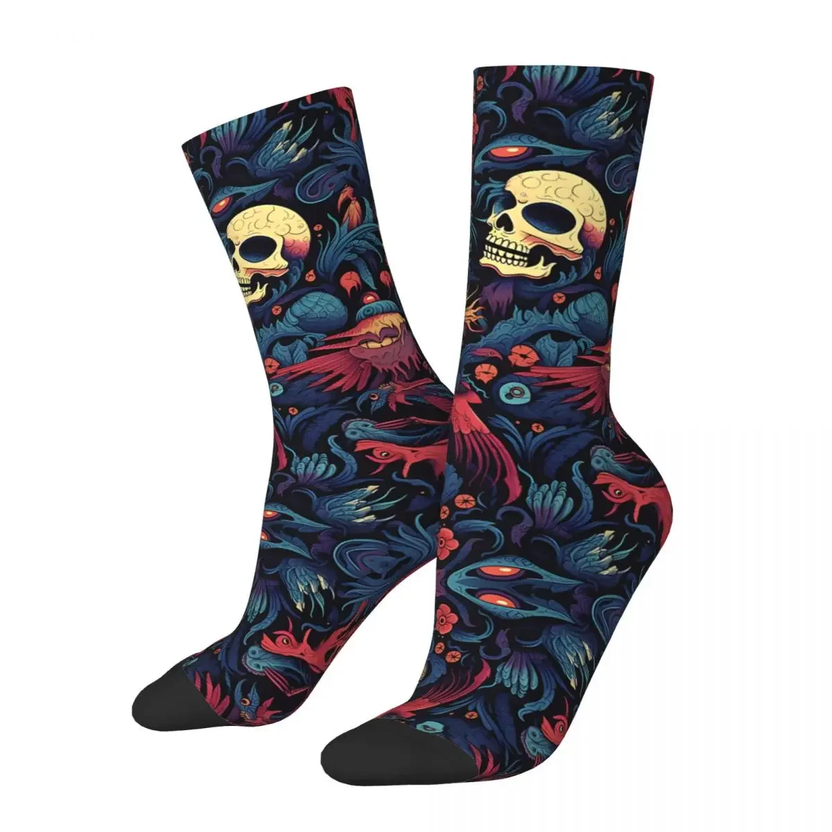 

Crazy compression Beautiful Nightmare Drawstring Sock for Men Vintage Halloween Skull Seamless Pattern Crew Sock Casual