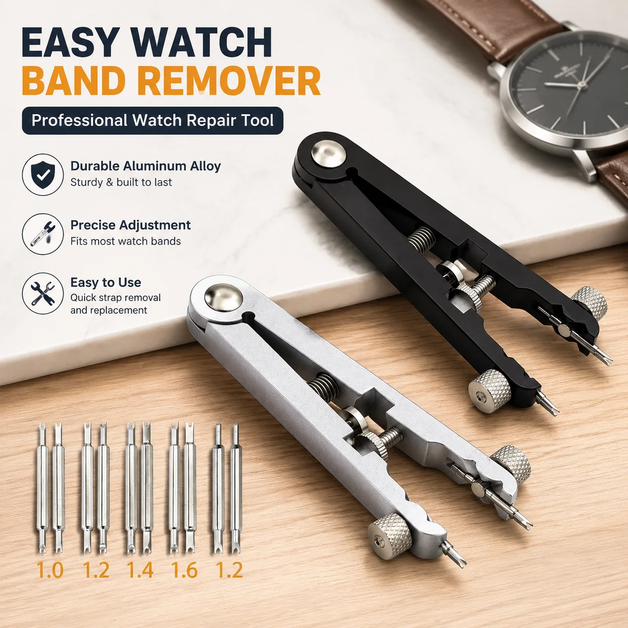 Watch Band Remover Pliers Aluminum Alloy Spring Bar Adjuster Tool for Watch Strap Repair Maintenance