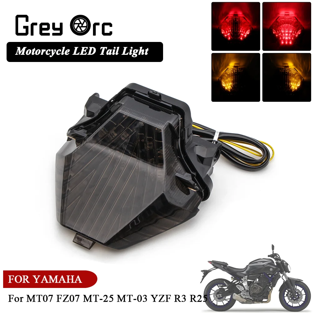 LED Tail Brake Light Turn Signal For YAMAHA FZ-07 MT-07 2014-2017 MT03 MT25 YZF R3 R25 14-21 Integrated Stop Blinker Lamp Motor