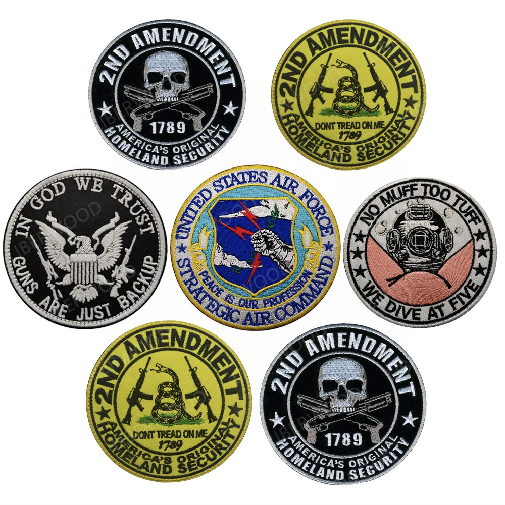 USA 2nd Amendment 1789 In God We Trust Tactical Embroidery Patch No Muff Too Tuff  We Dive At Five Emblem Hook Loop Badges