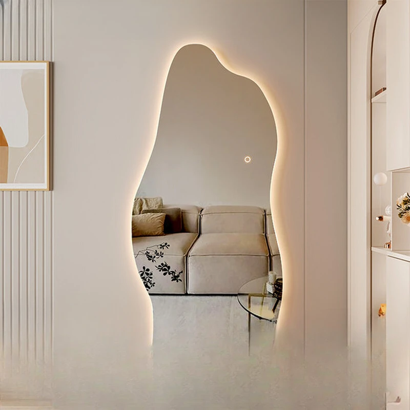 

Italian LED smart light full body mirror cloud mirror dressing wall hanging irregular special-shaped floor mirror