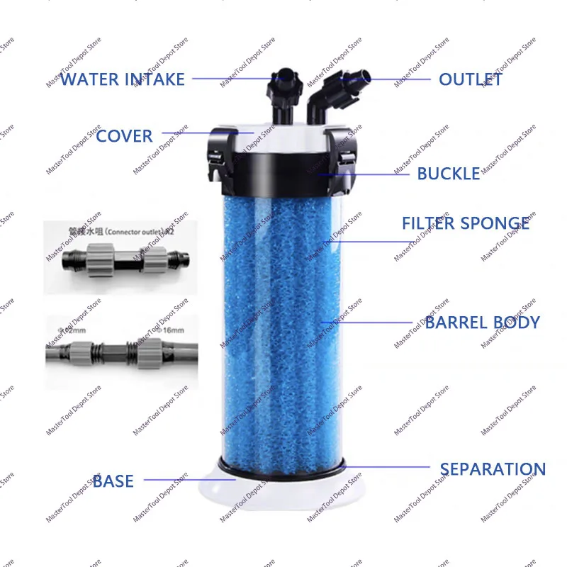 QZ30 Prefilter Barrel DIY Aquarium Tank Filter Suitable for Freshwater and Saltwater Aquarium Professional Clarifier