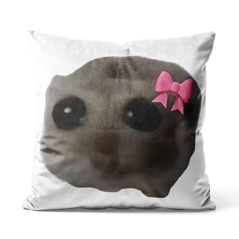 Gaslight Gatekeep Girlboss Sad Hamster Meme Hamster with Big Eyes Throw Pillow Covers Cushion Cases Pillowcases for Sofa Bedroom